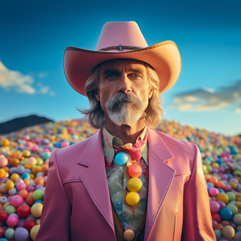 Sam Elliott in candy-covered landscape