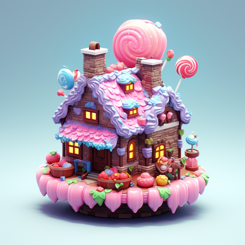 Colorful Candy House with Cake Inside