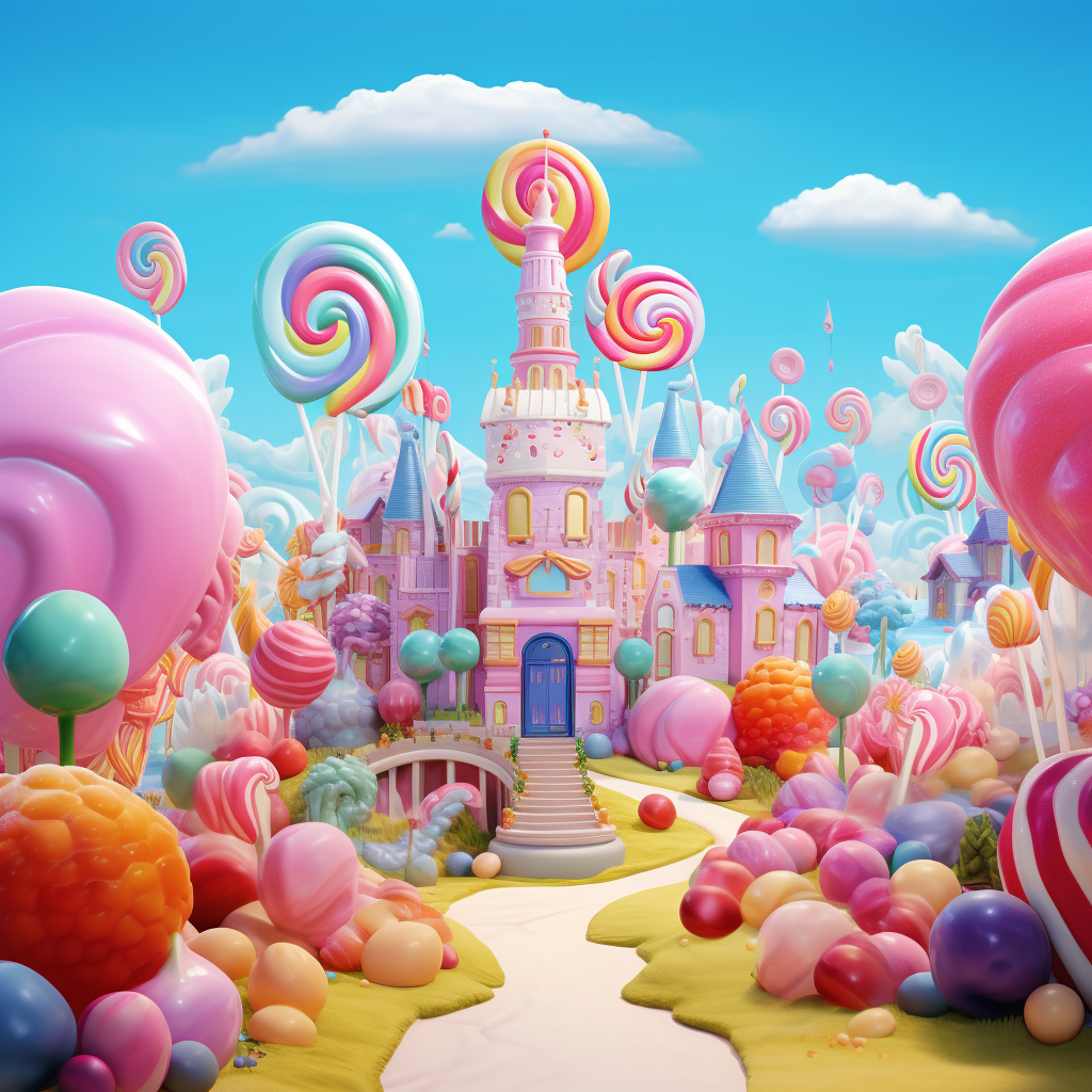 Colorful candy land bright scene