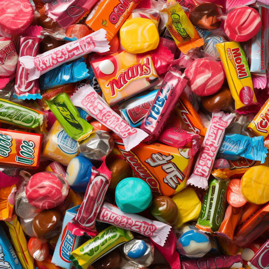 Colorful candy wrappers design