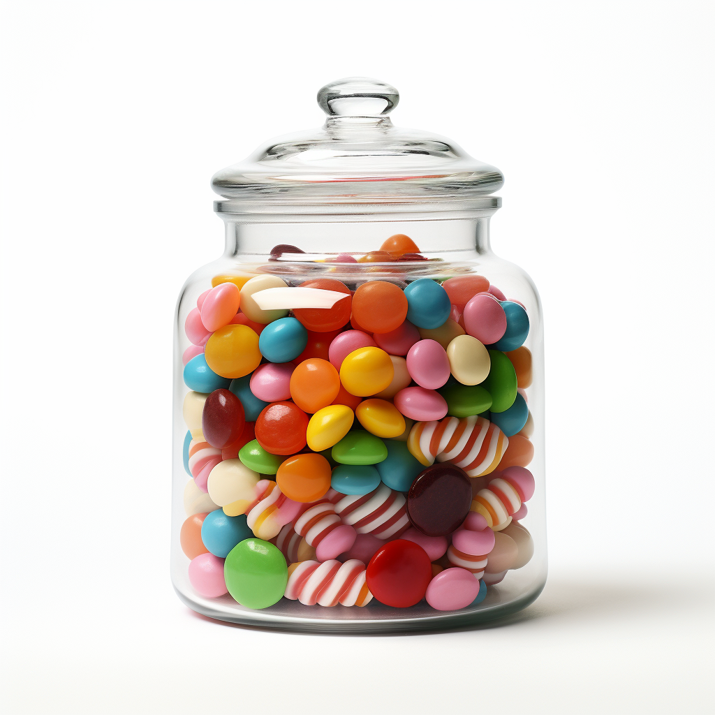 Realistic candy jar on white background