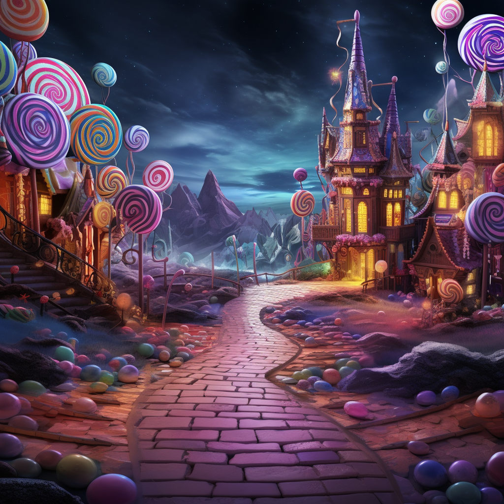 Nighttime scene in Candy Land