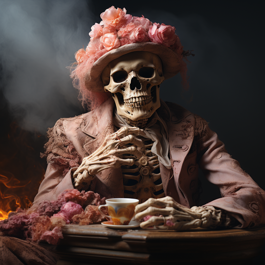 Candyfloss skeleton in Rembrandt style