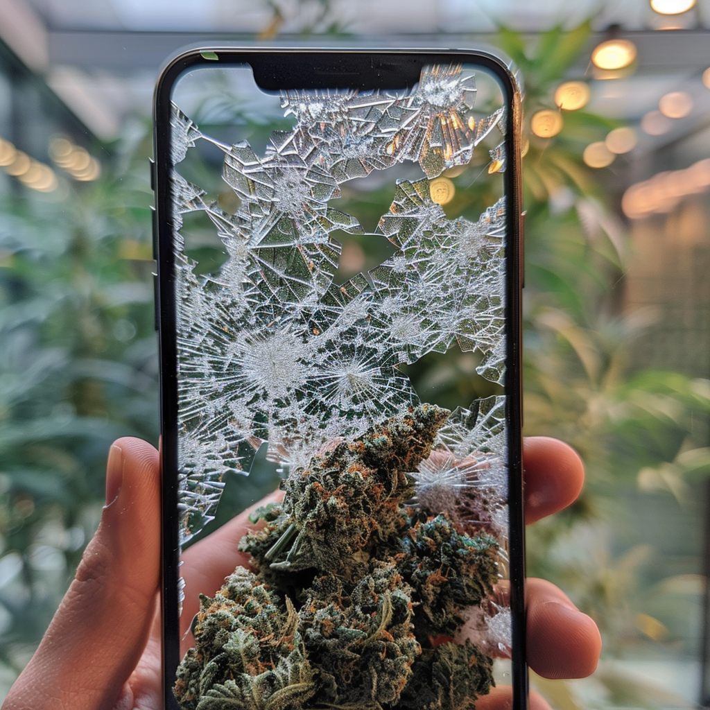 Cannabis weed breaking cell phone