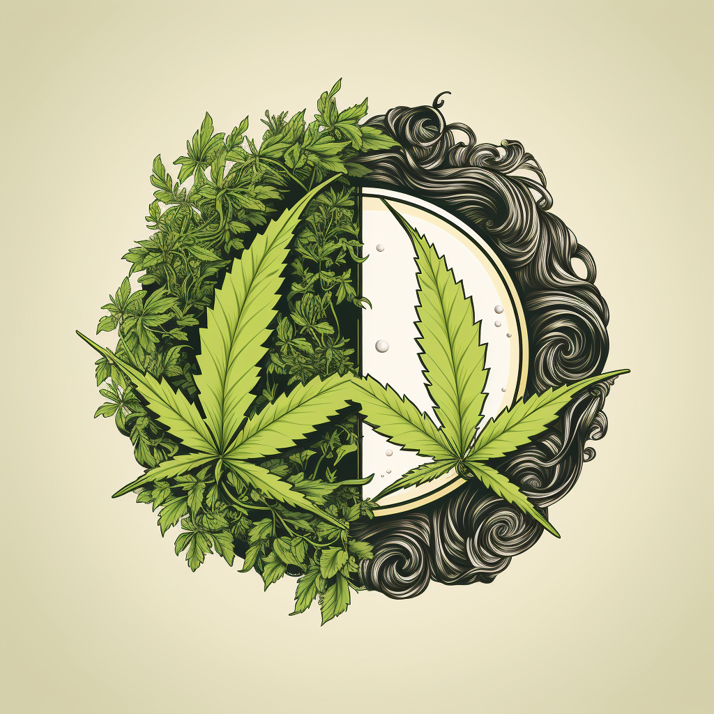 Cannabis Yin Yang made of leaves