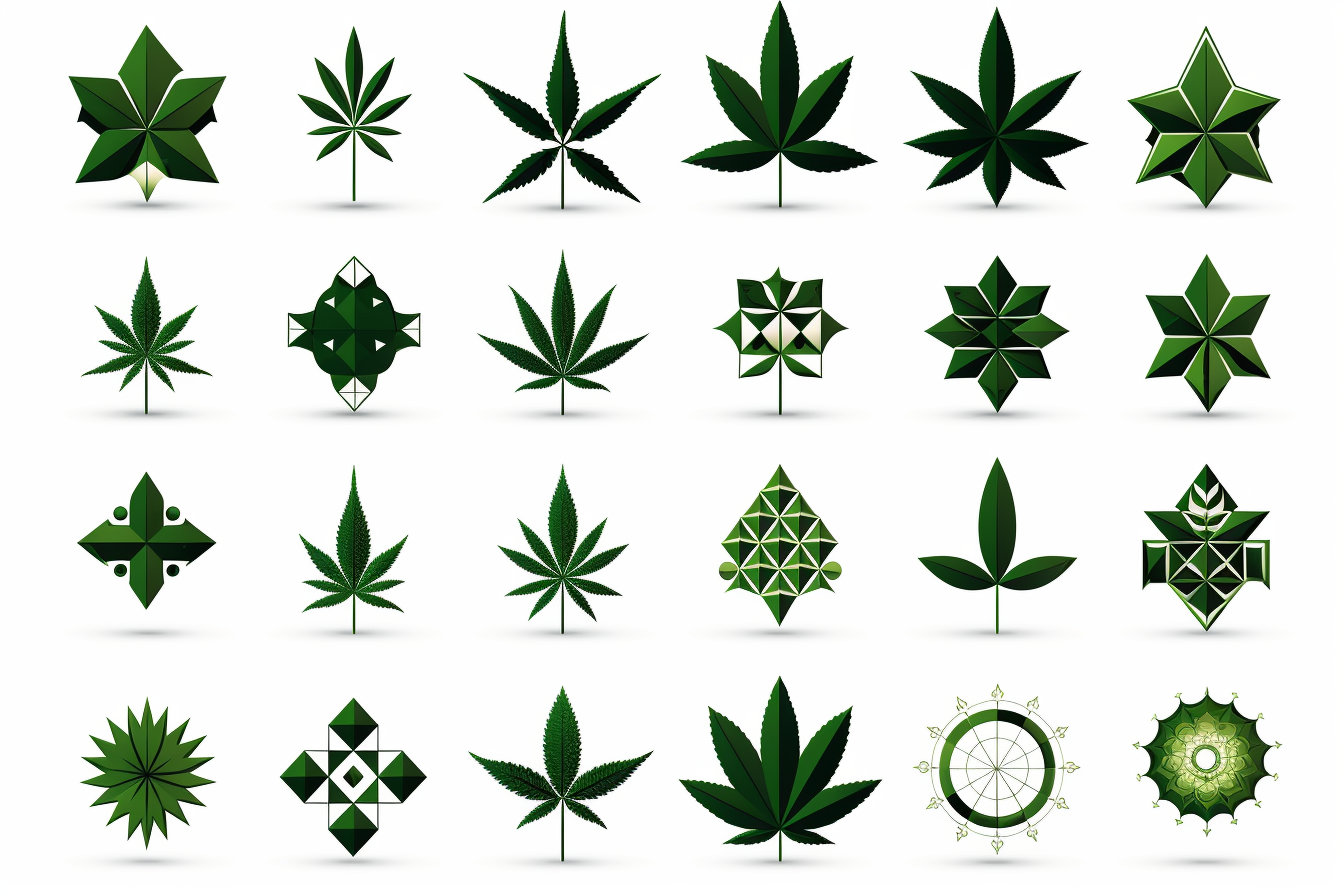 Cannabis leaf logos on white background