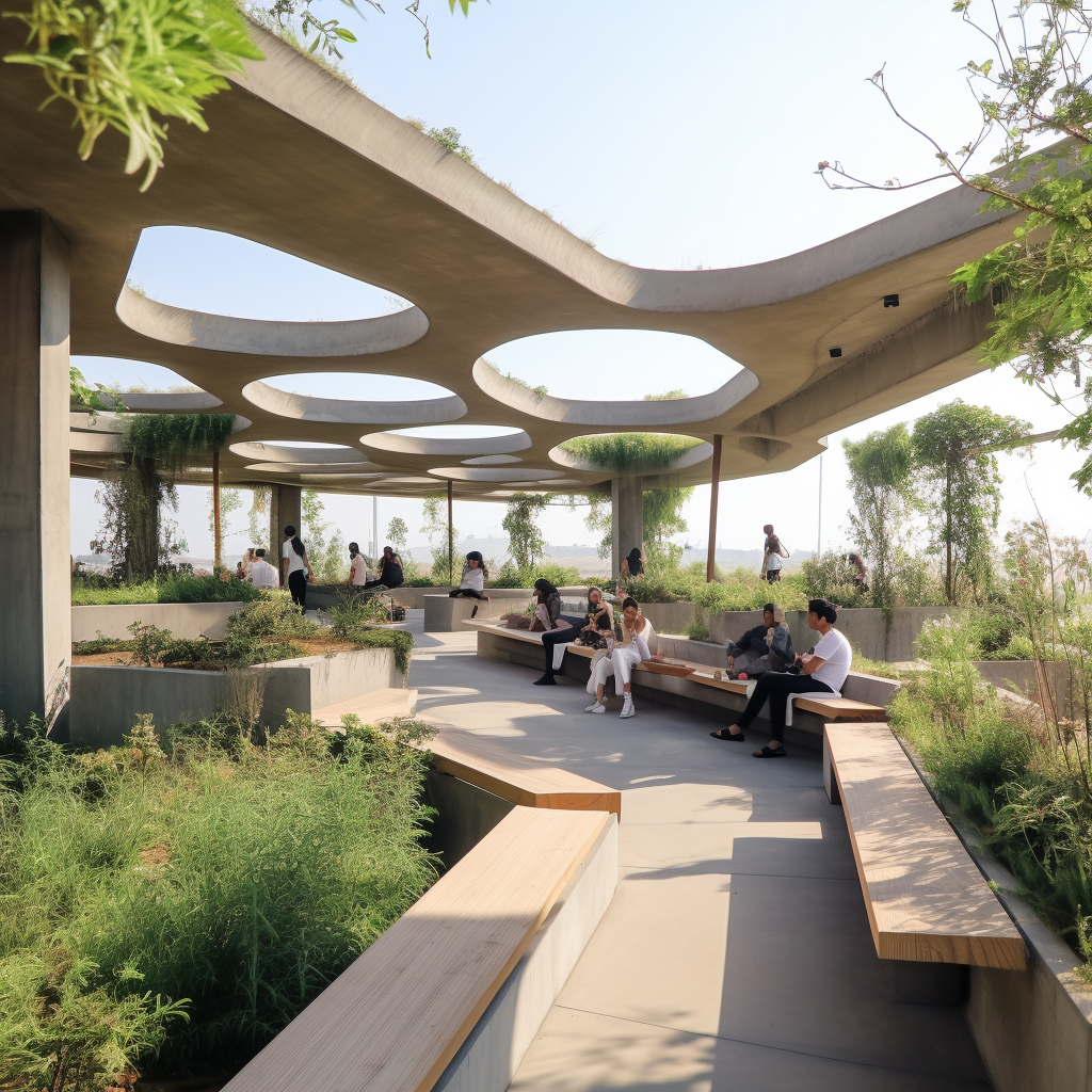 Cantilevered Farms Providing Shade and Seating