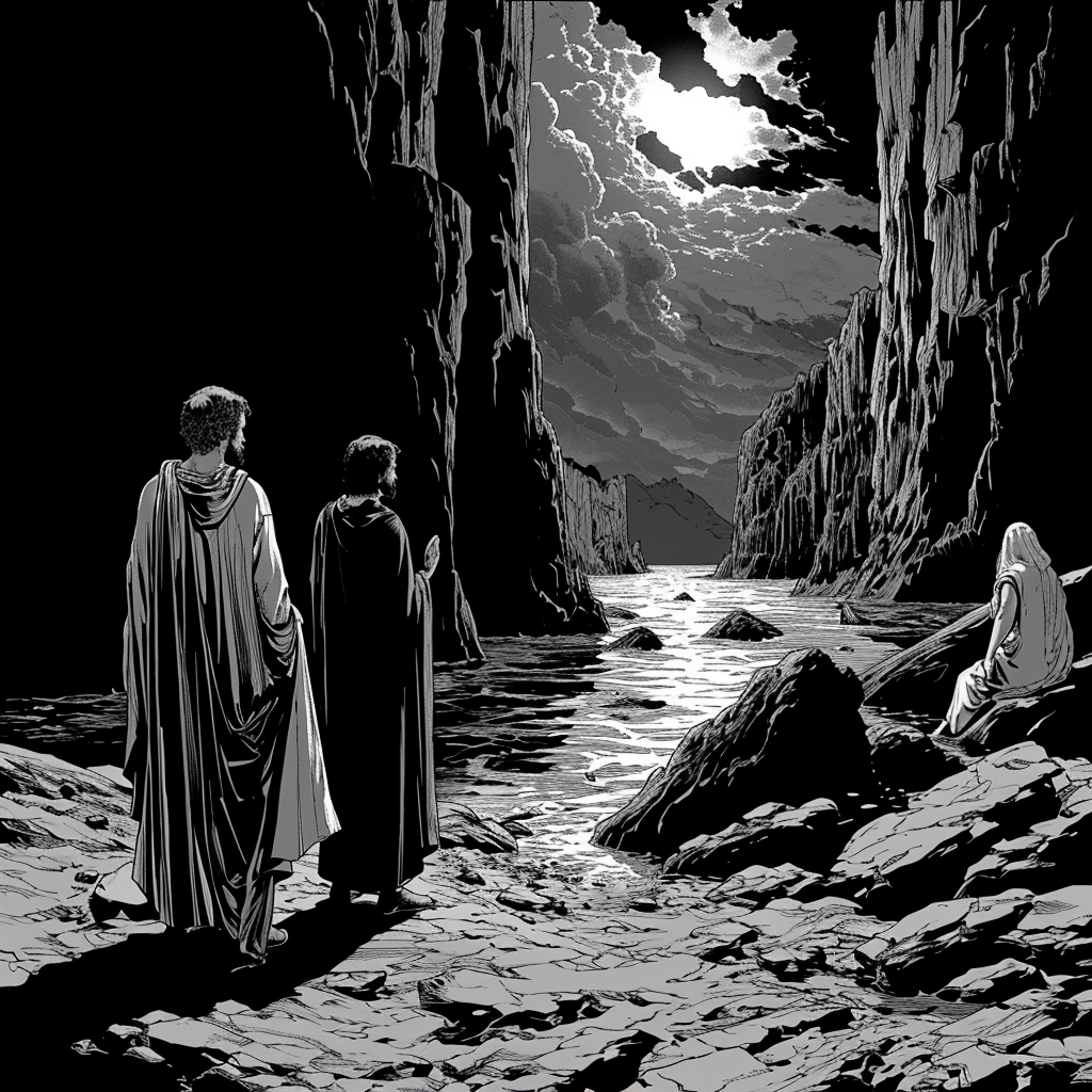 Black and white illustration of Canto 33 Divine Comedy