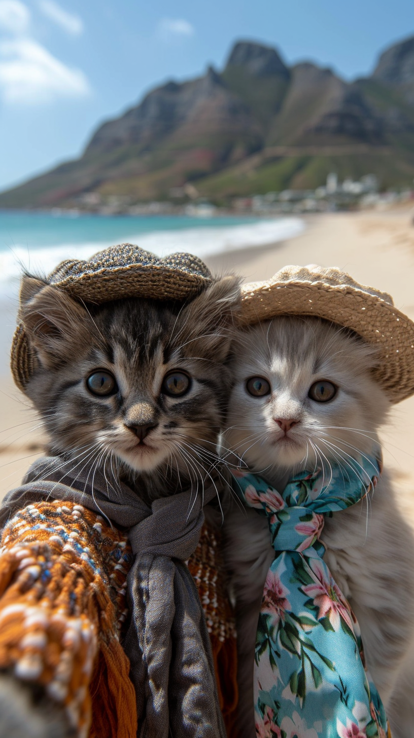 Cute kittens taking a selfie in Capetown