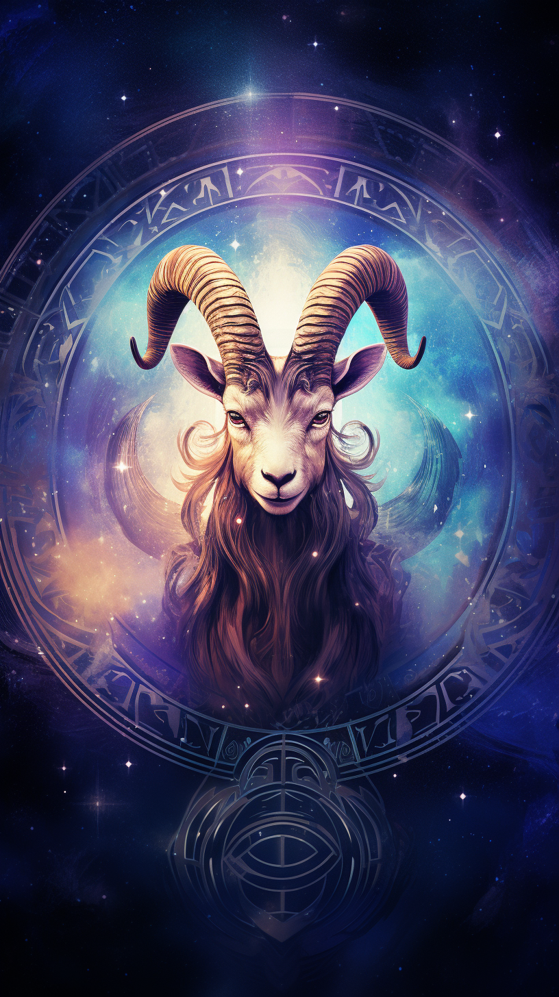 Beautiful Capricorn on Starry Background