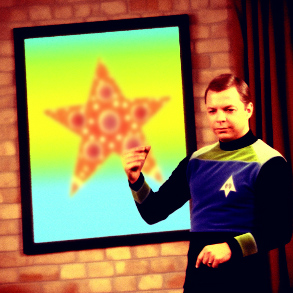 Captain Kirk giving PowerPoint presentation