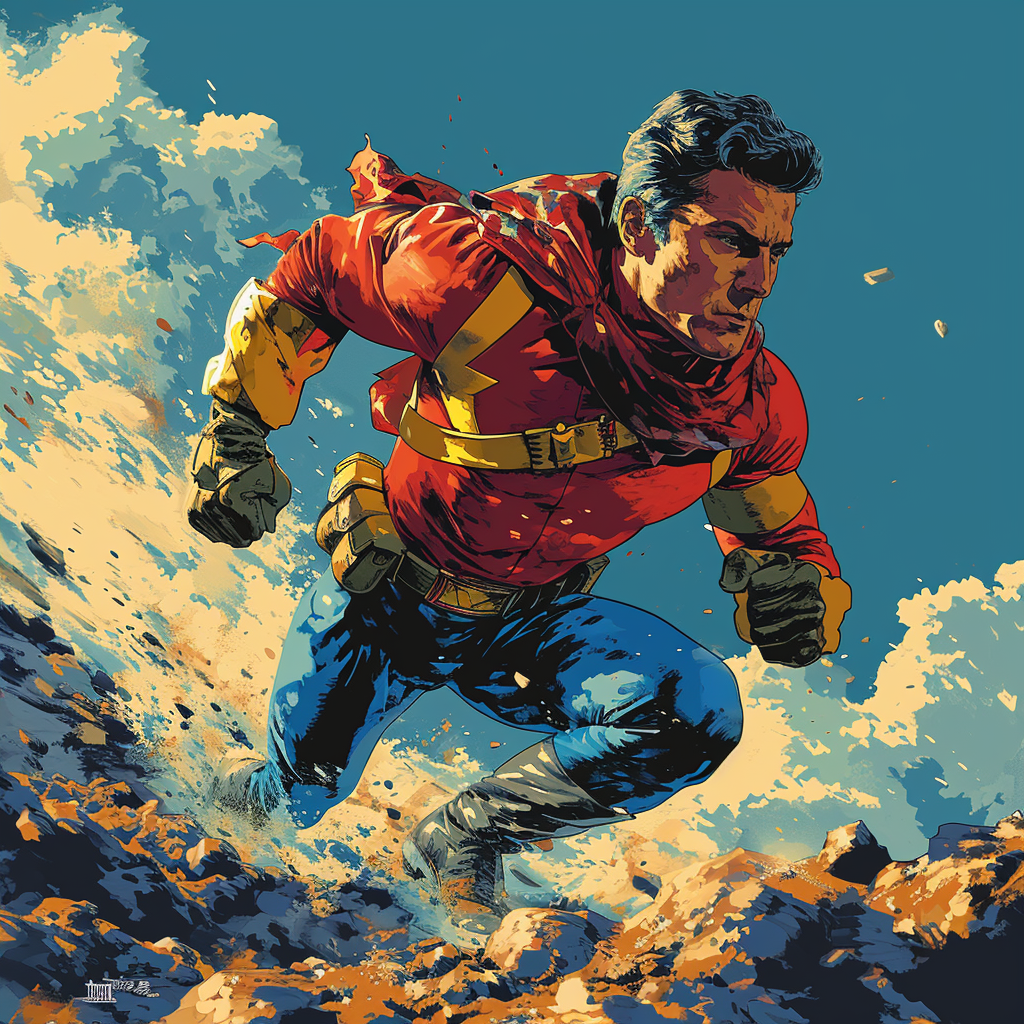 Captain Planet sprinting with a hammer