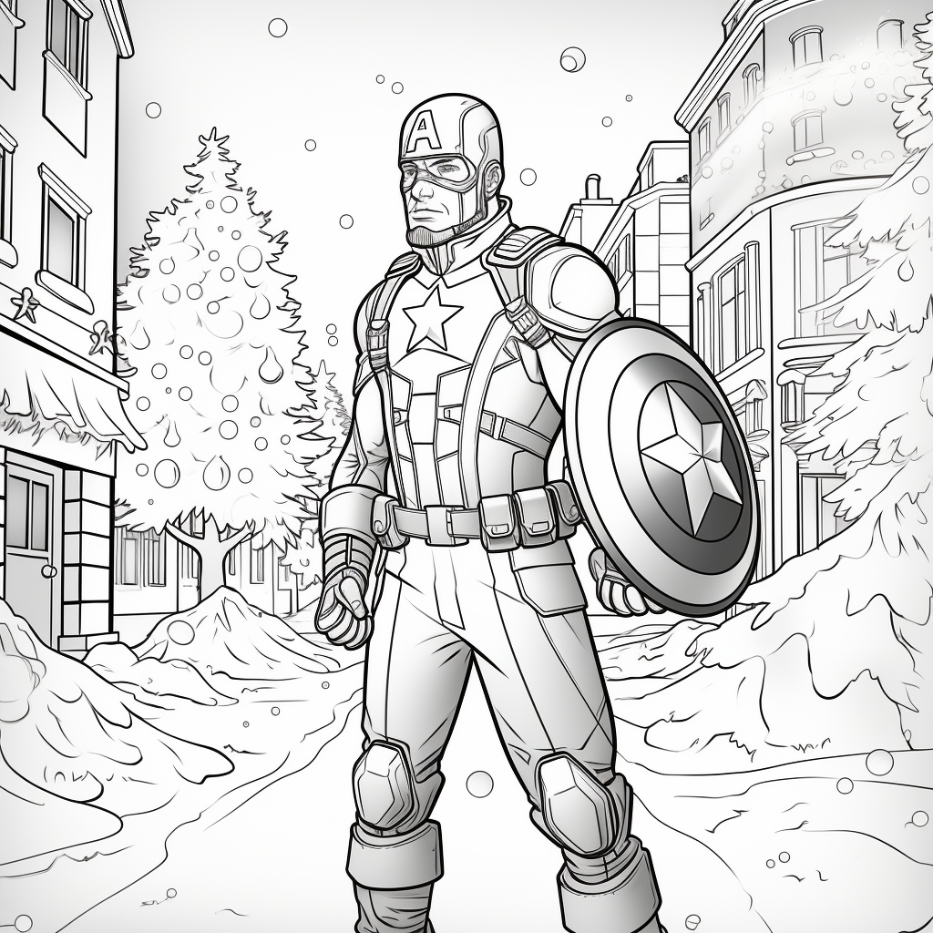 Captain America Christmas Illustration for Kids