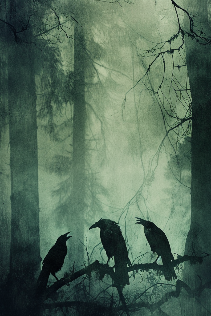 Book cover with mystical forest and mythical creatures