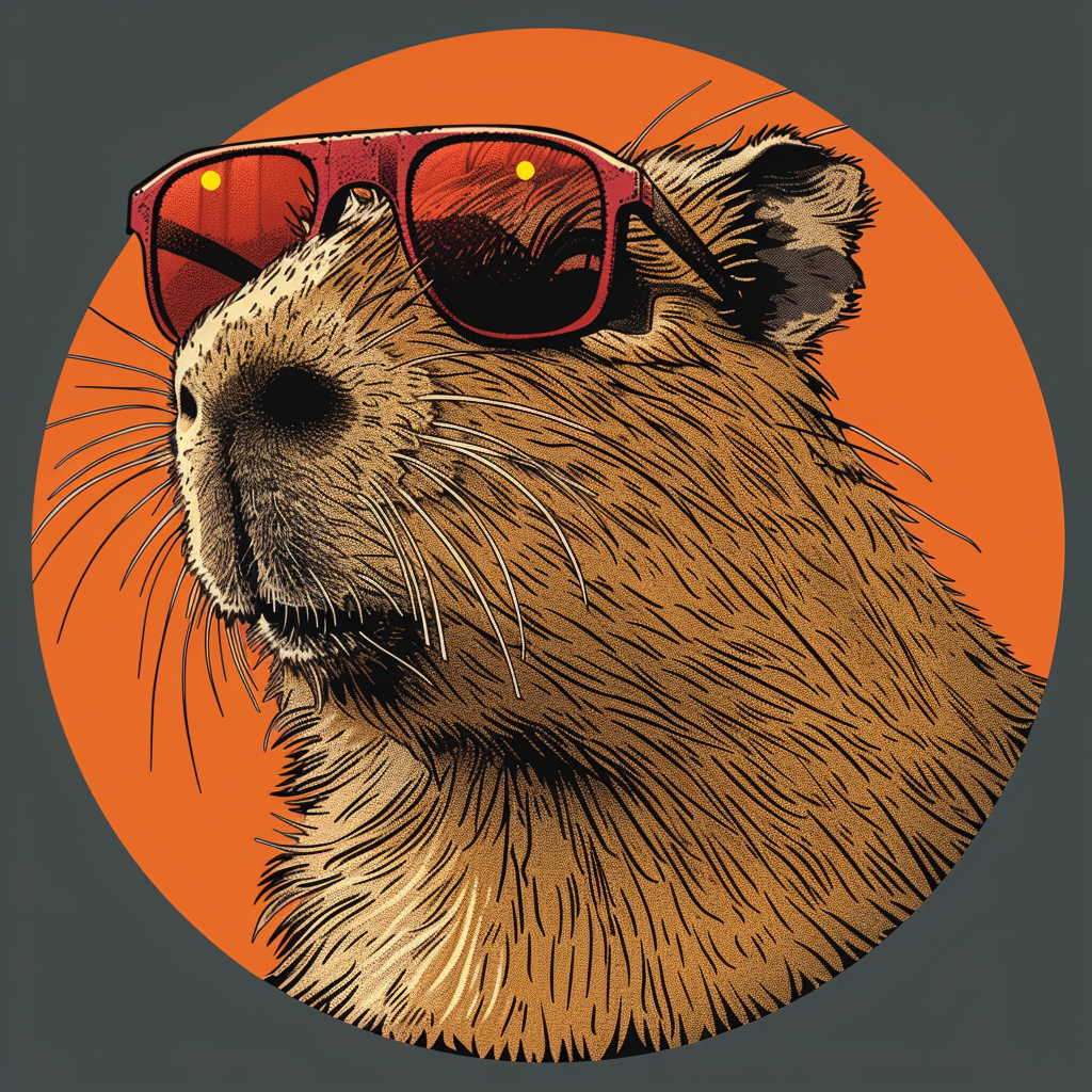 Cute capybara in retro t-shirt