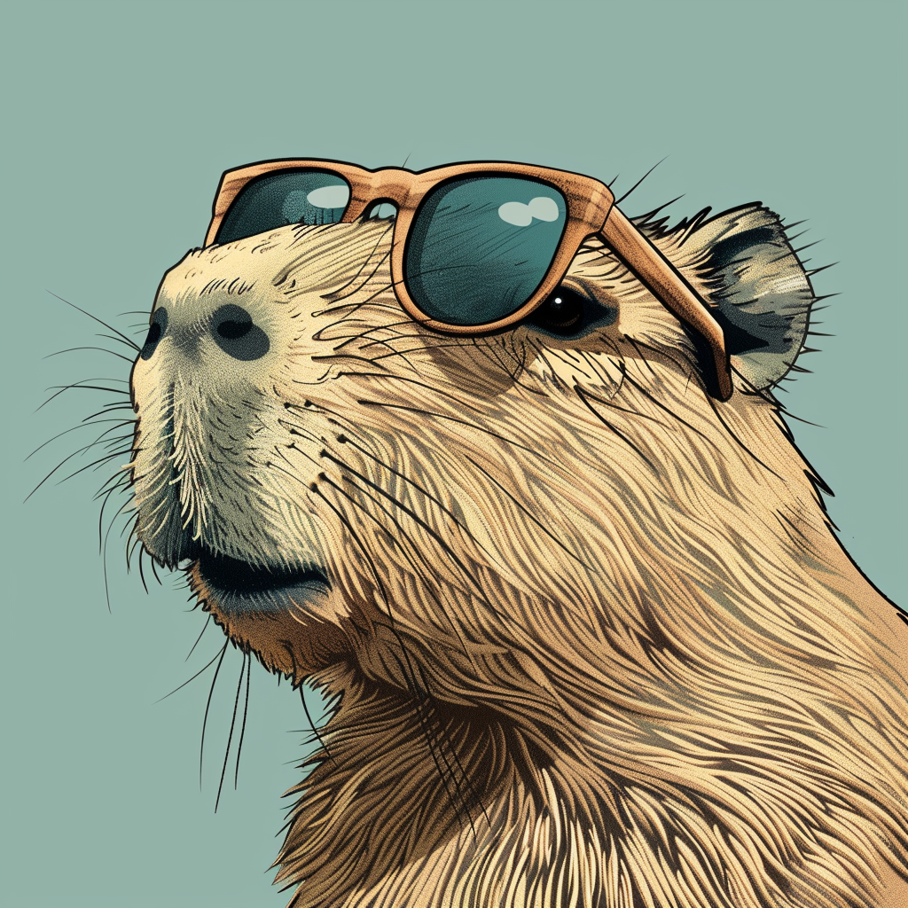 Funny Capybara in Sunglasses Cartoon