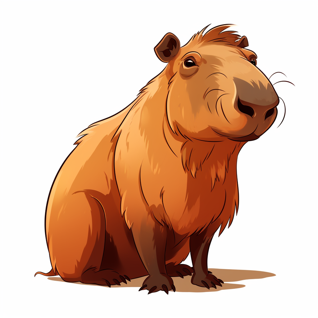 Capybara Anime Cartoon on White Background