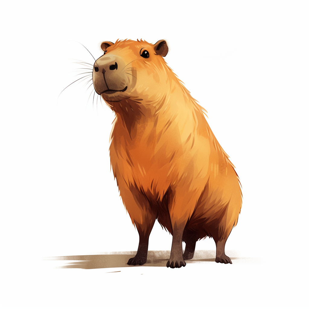 Cute capybara cartoon on white background