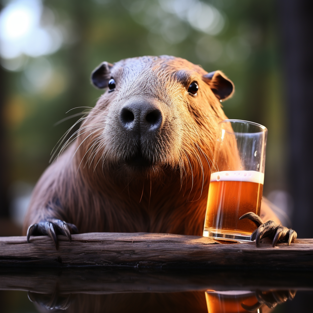 Capybara Frog Enjoying a Beer