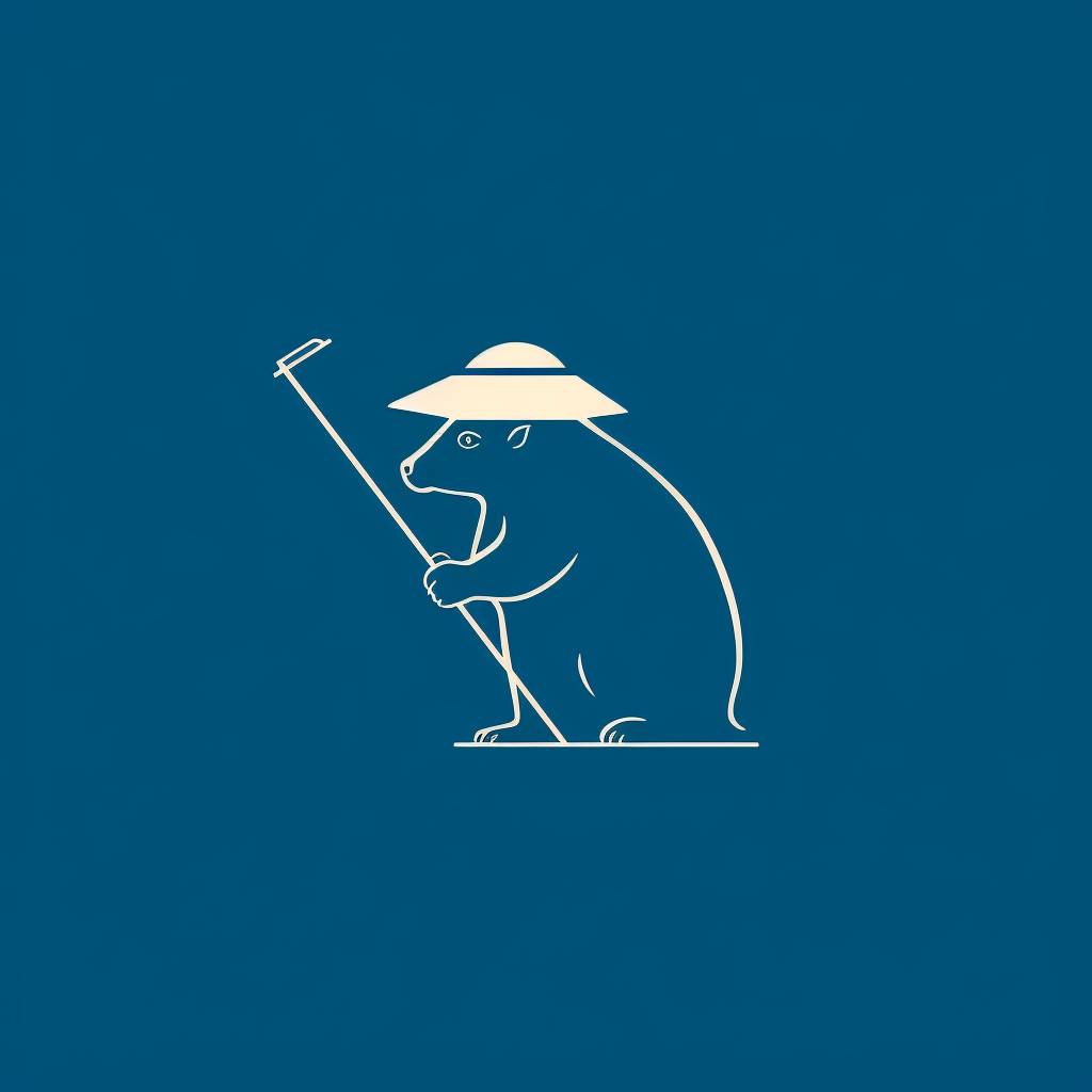 Minimal capybara silhouette with bindle