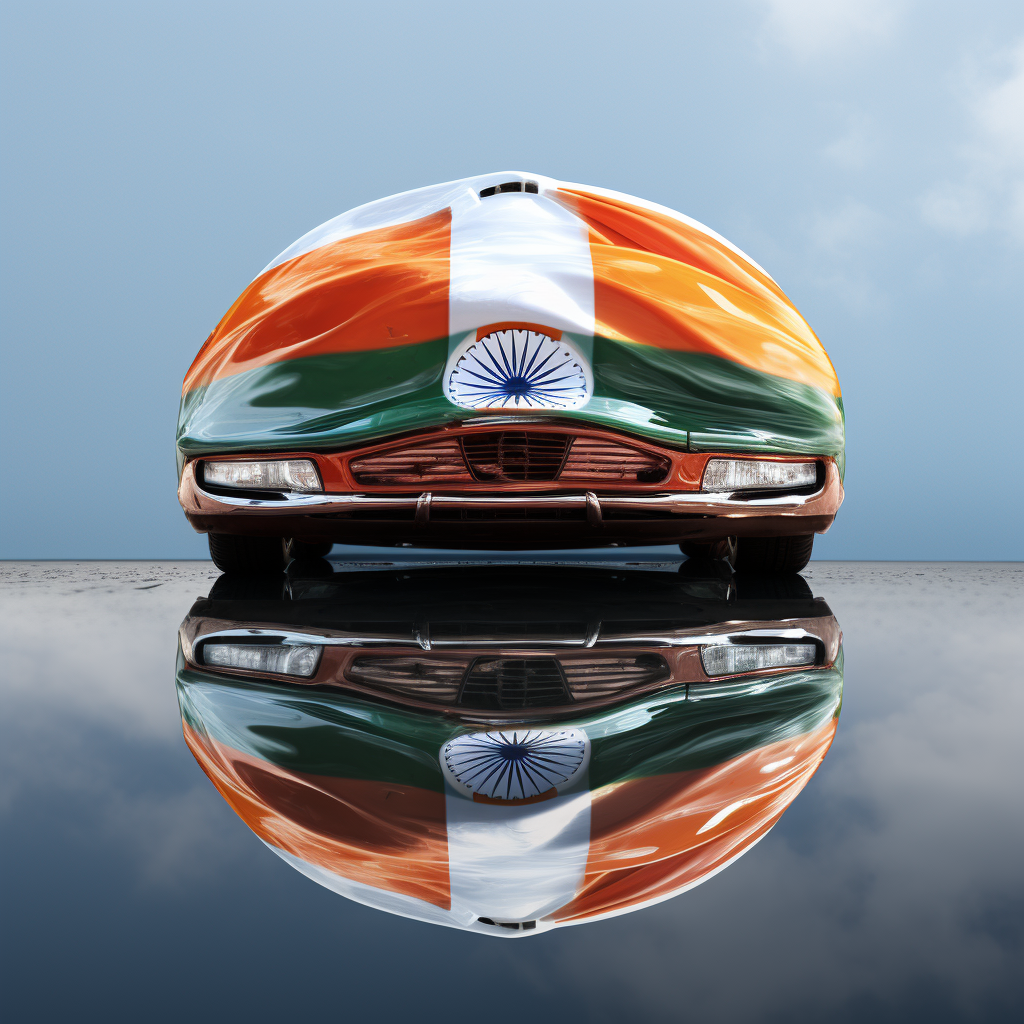 Car bonnet with national flag of India