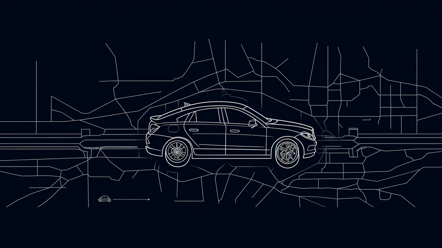 Minimalistic car following city map road outline