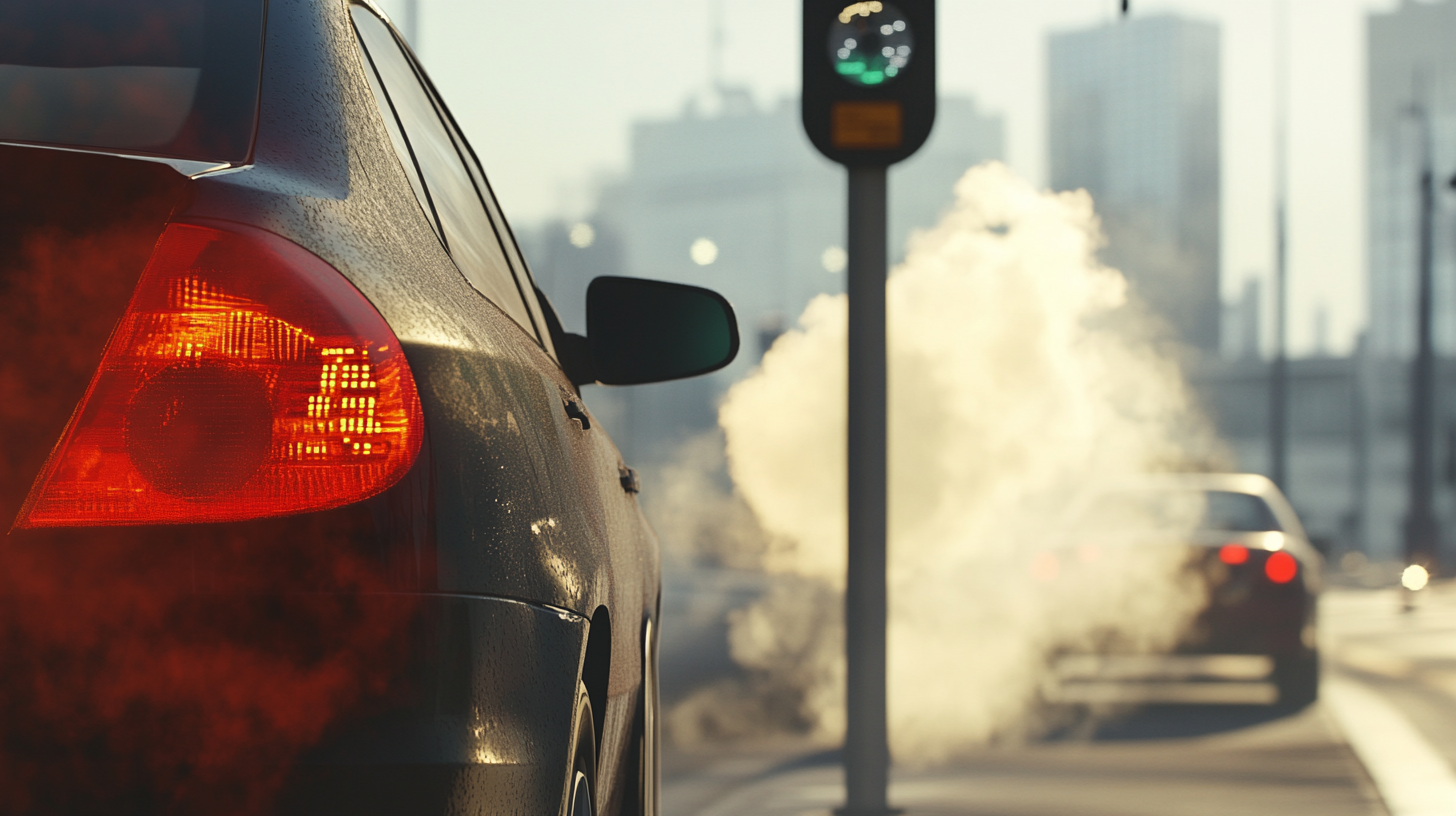 Car idling emitting harmful exhaust fumes