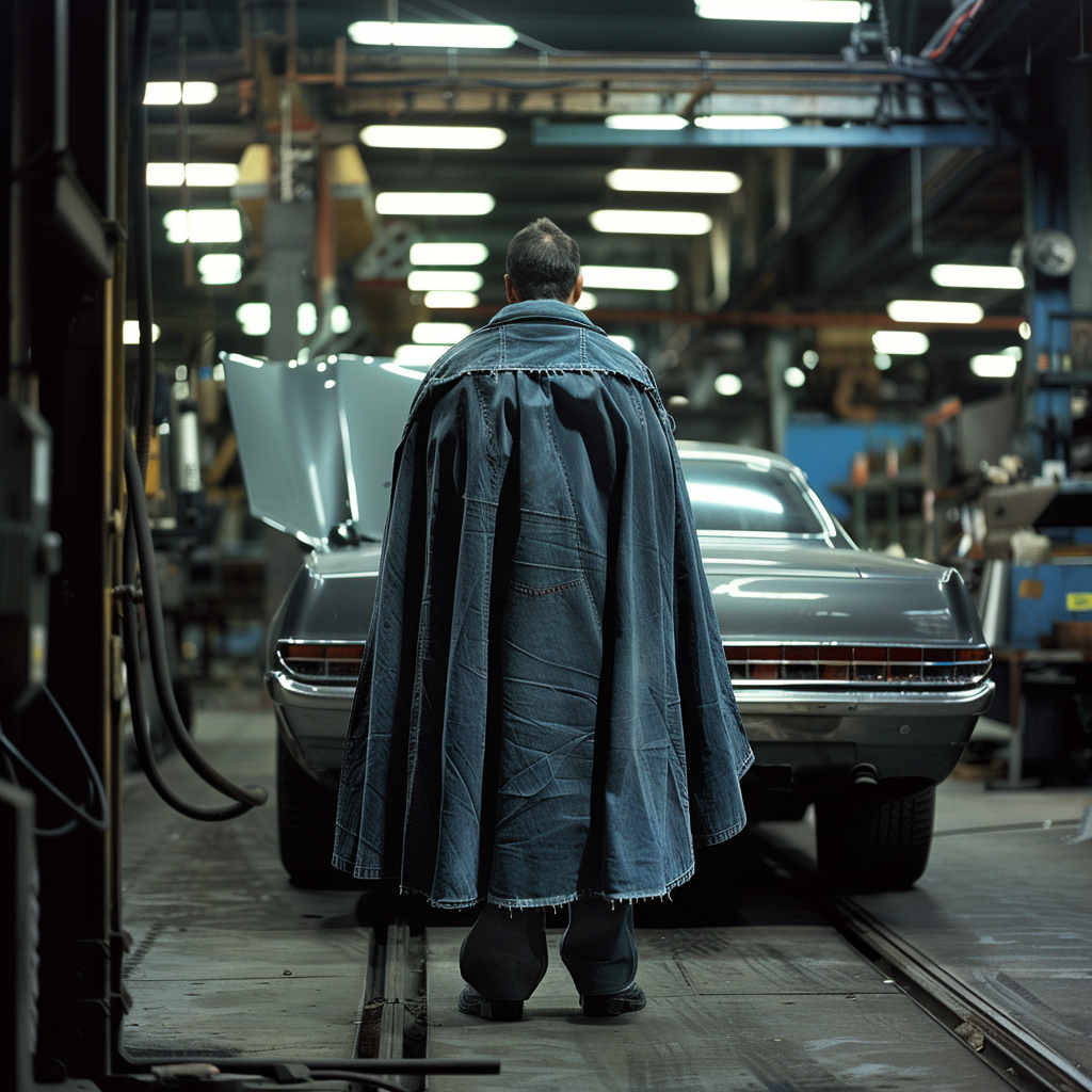 Mechanic in Denim Cape Factory