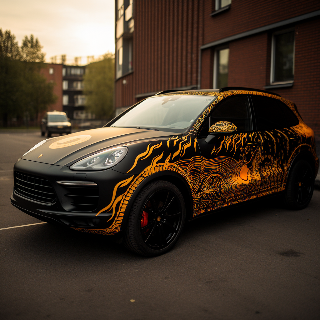 Car Porsche Cayenne with Aries Zodiac Sign