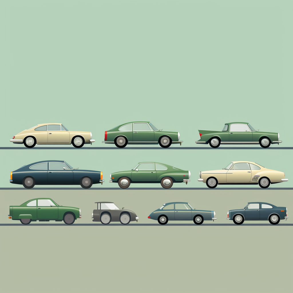 Row of Cars in Green Palette