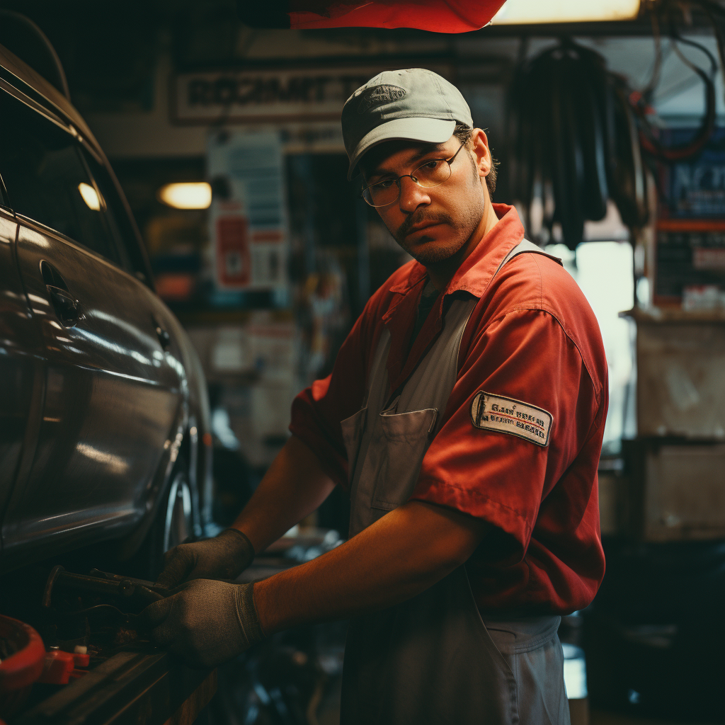 Car Service Worker at Work