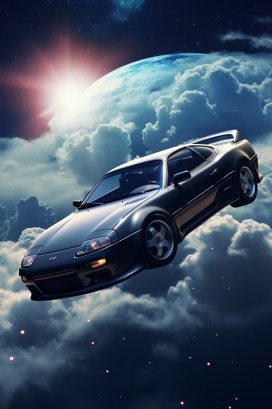 Supra car flying in the sky