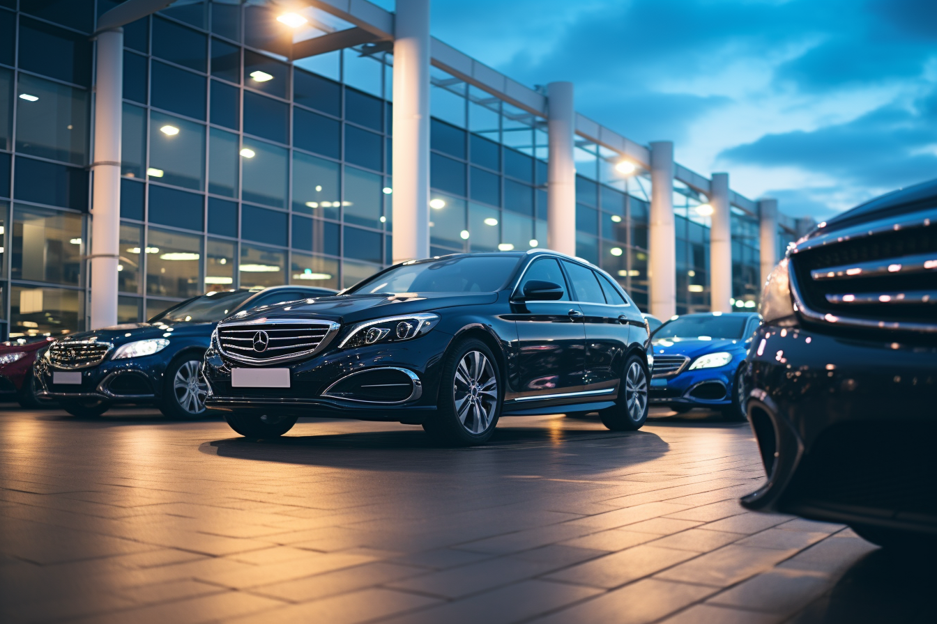 Elegant Black and Blue Car Dealership