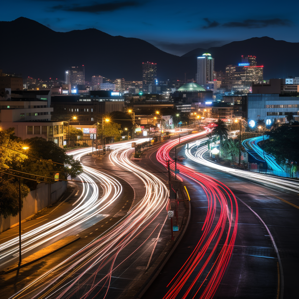 Car lights creating beautiful trails