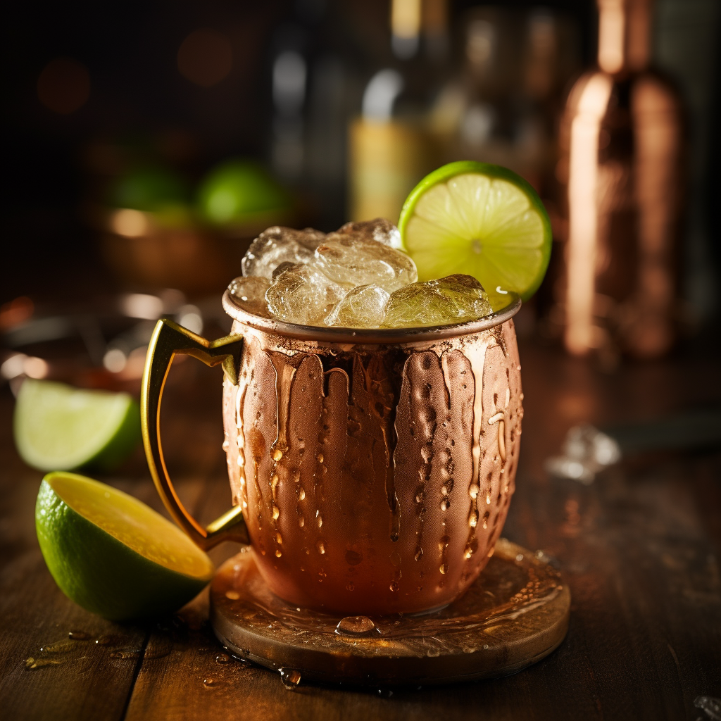 Refreshing caramel whiskey moscow mule cocktail