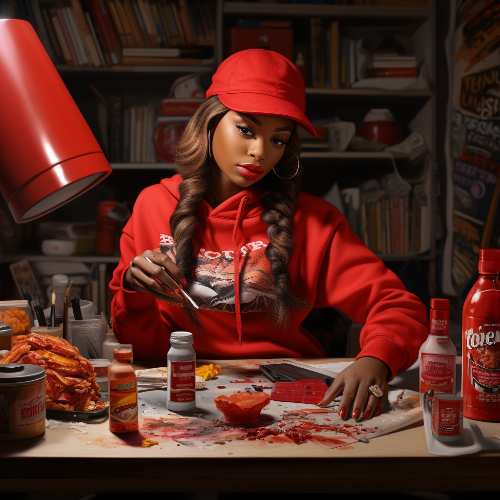 Woman eating wings at kitchen table