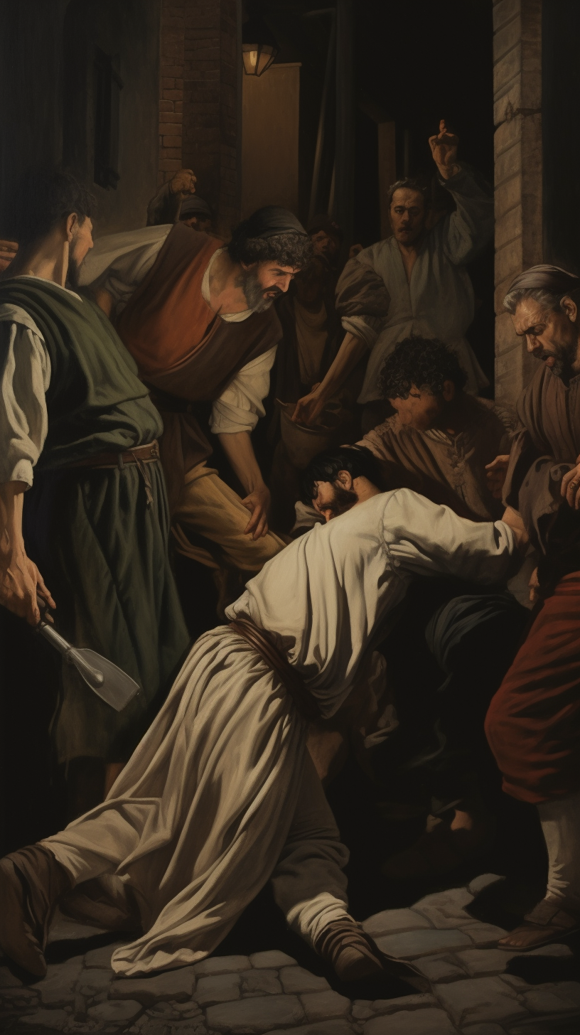 Caravaggio murdering a man in Rome