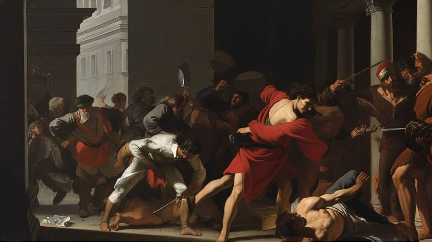 Caravaggio murdering a man in Rome