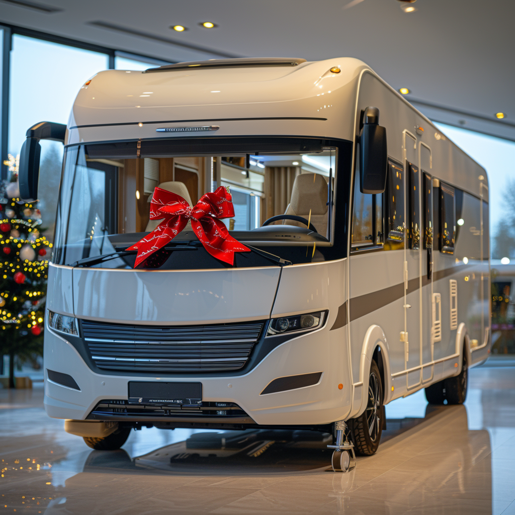 Caravan Motorhome with Festive Bow