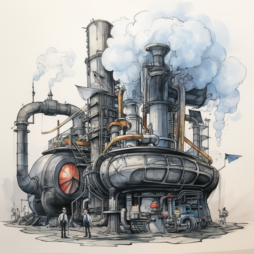 Carbon Capture and Storage Watercolor Drawing