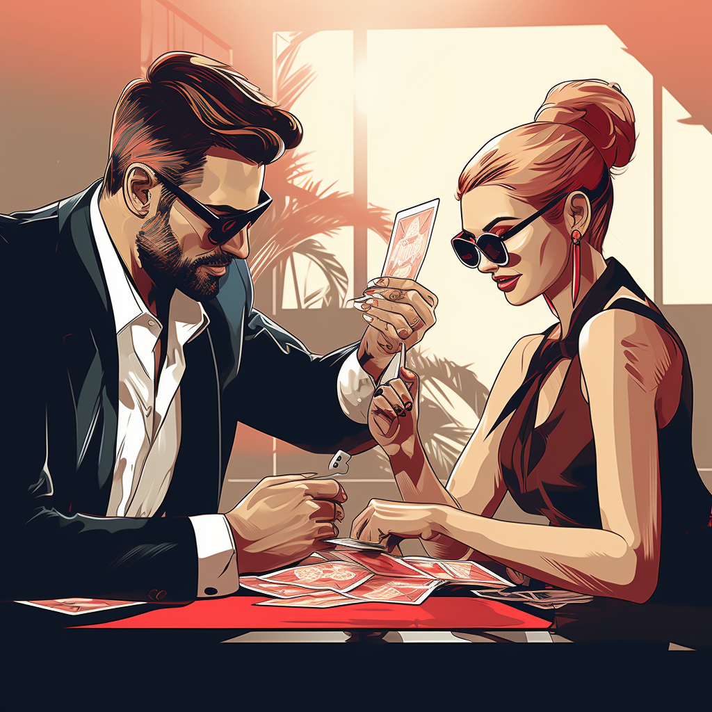 Business professionals playing card game