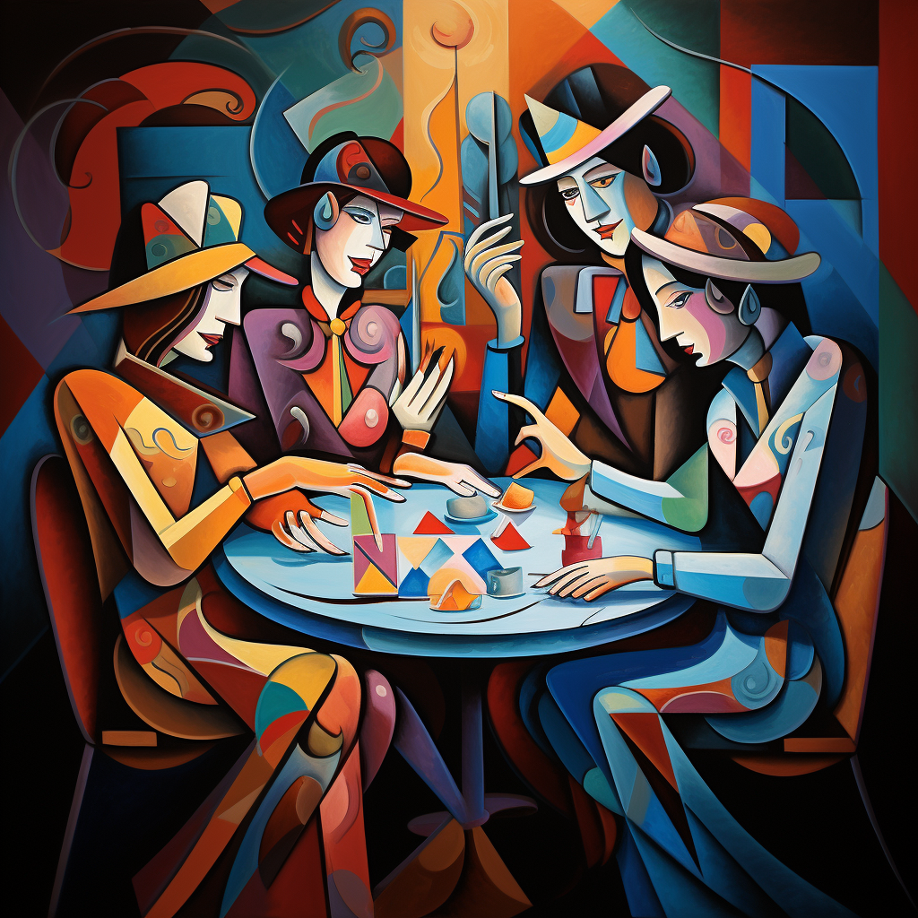 Four people playing card game