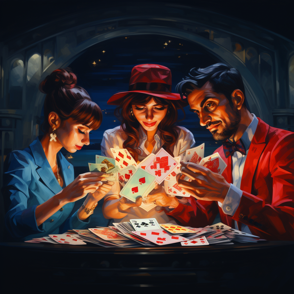 Four people playing a card game