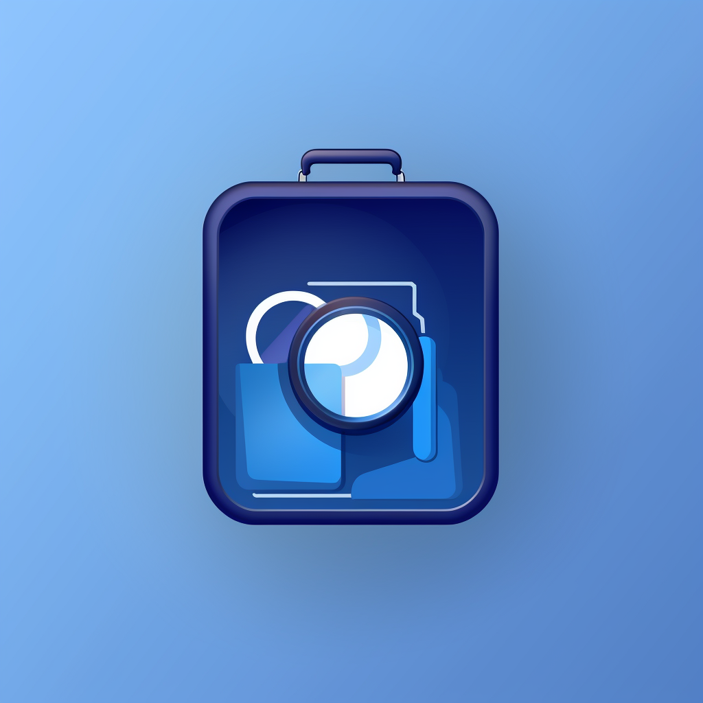 Mobile icon for career app with briefcase and magnifying glass