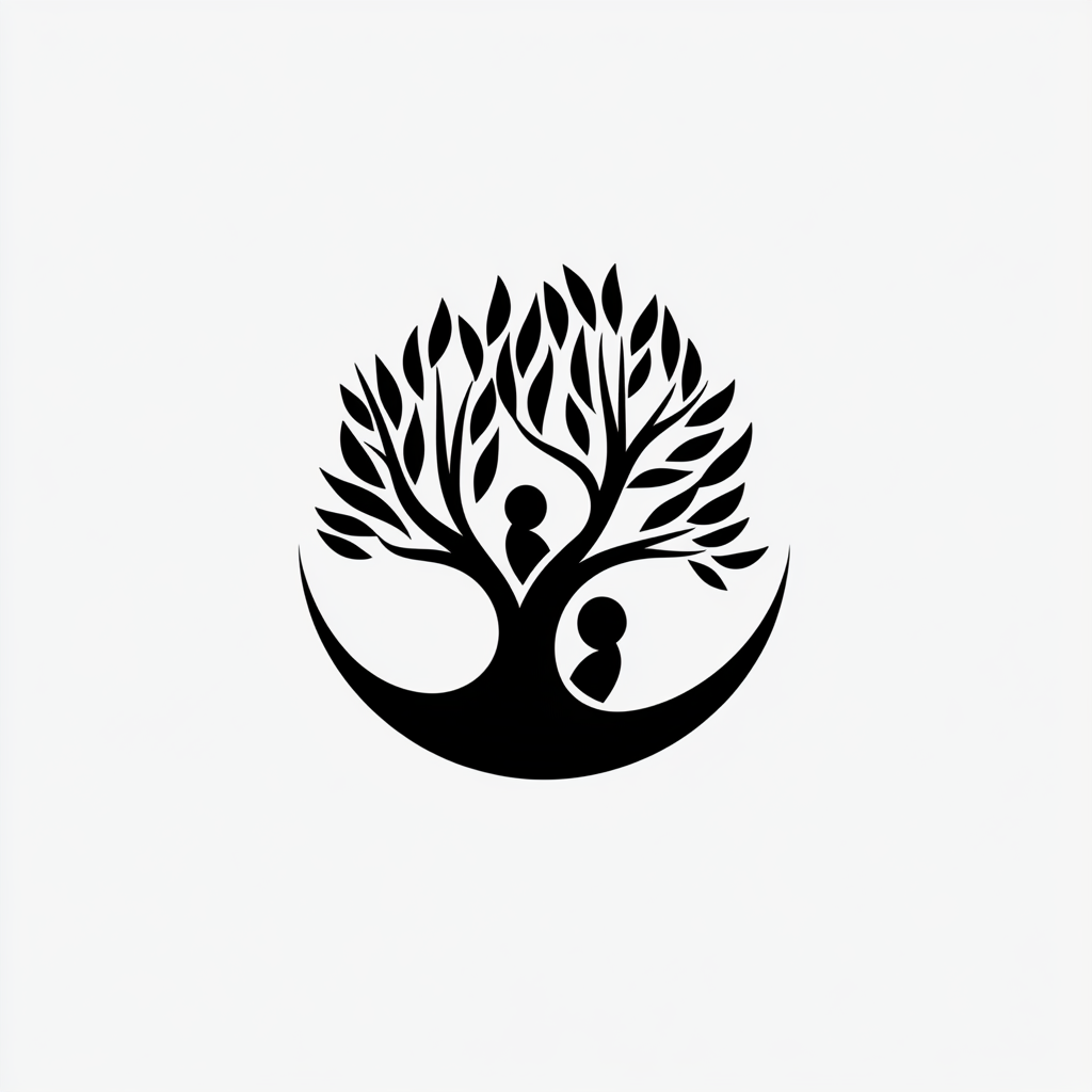 Abstract Caregivers Logo Monochrome Tree