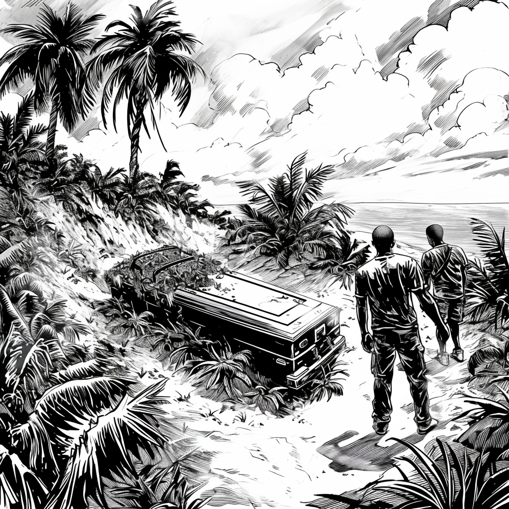 Caribbean funeral comic book lineart