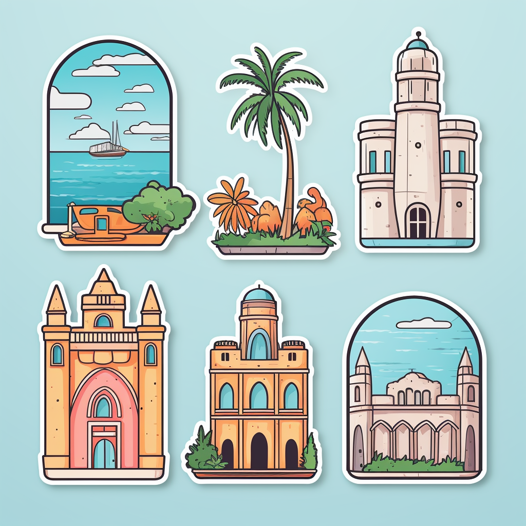 Caribbean Landmarks Sticker Collection