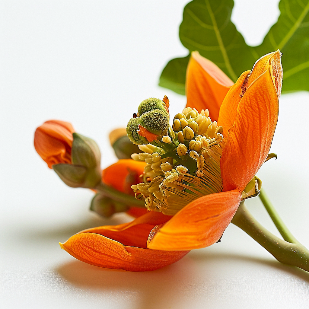 Carica Papaya Flower on White Background