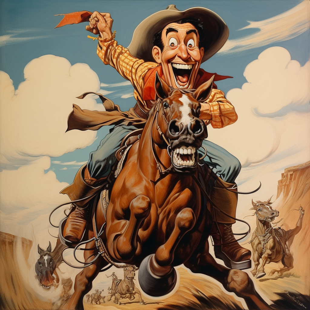 Amusing caricature of a cowboy