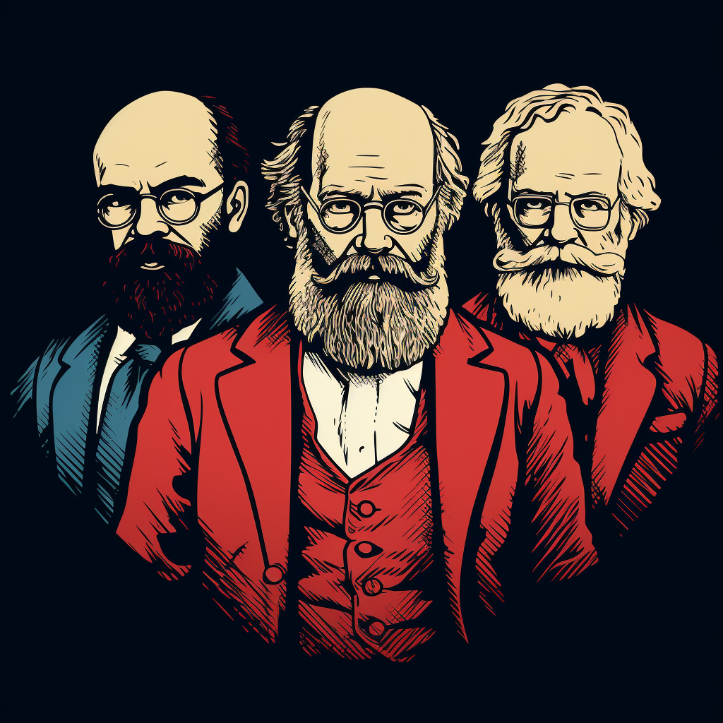 T-Shirt Design of Carl Marx, Emile Durkheim, Max Weber